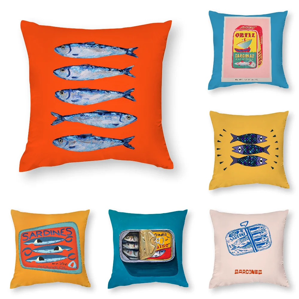 

Sardines Art Pillow Case 3D Print Polyester Fiber 40*40 cm Home Sofa Throw Pillow Cover Decoration Festival Gift