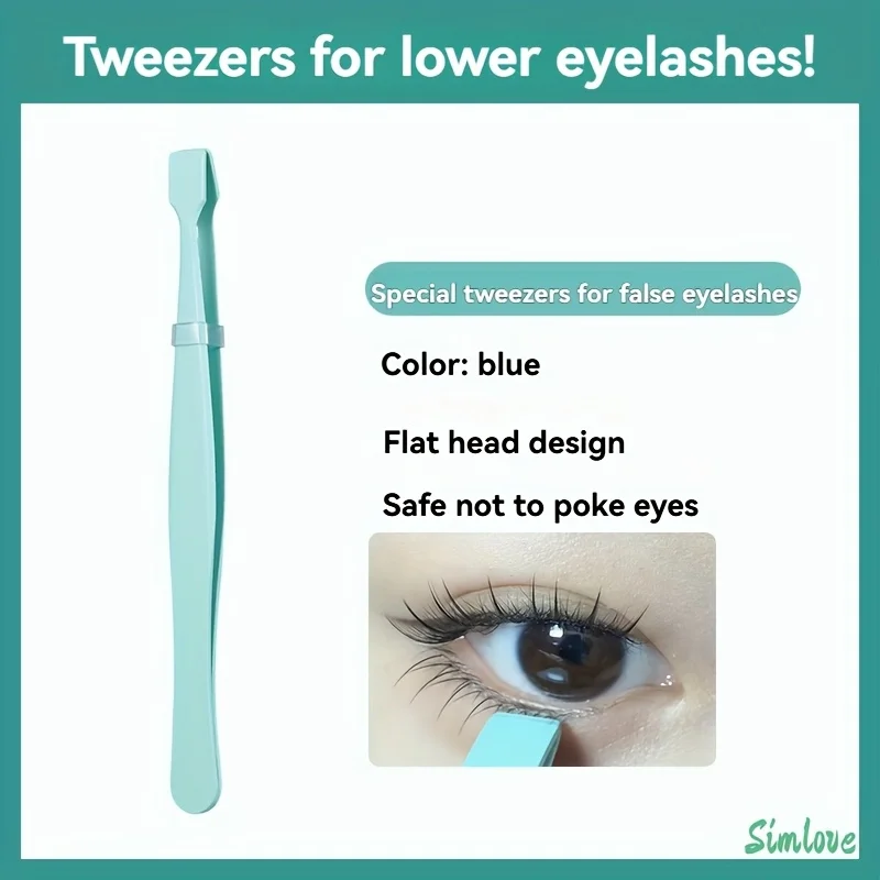Stainless Steel Tweezers for Lower Eyelashes Extensions Flat Head Design Beginner Friendly Lash Extension Tool Eyelash Tweezers
