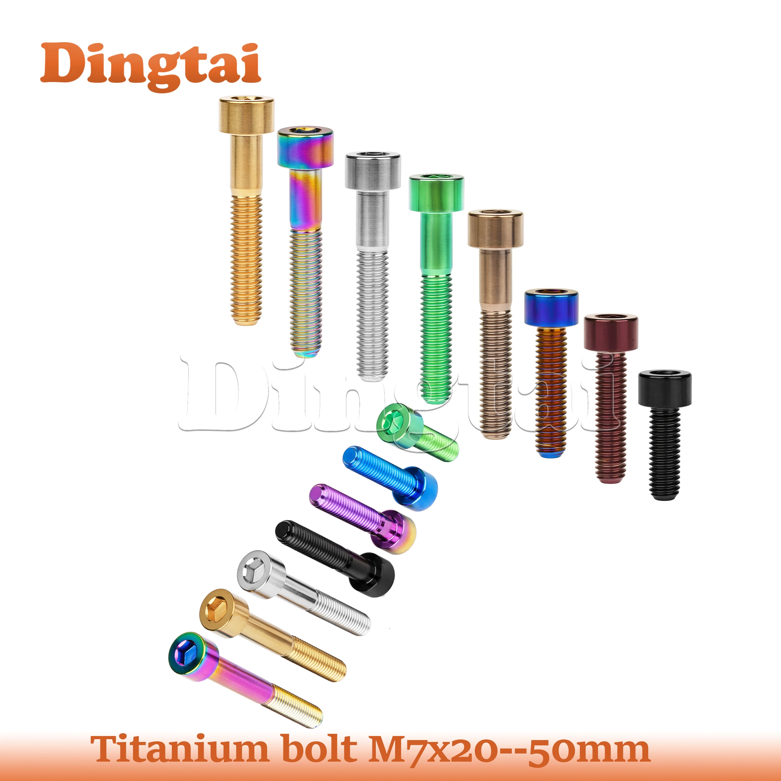 Dingtai Titanium Bolts M7x  20 25 30 32035 40 43 45 50mm Allen Key Socket Head Screw for Bicycle Motorcycle Car