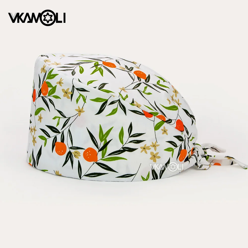 Nieuwe Vrouwen Scrubs Cap Bloem Gedrukt Gorros Quirofano Mujer Ademend Print Verstelbare Pet Shop Werk Hoeden Schoonheid Hoeden