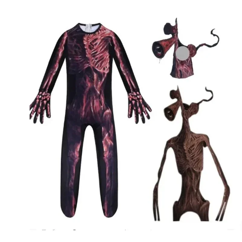 2025 New Siren Head Cosplay Costume With Mask Boys Girls Anime Funny Party Bodysuit Halloween Carnival Fancy Dress Jumpsuits AA