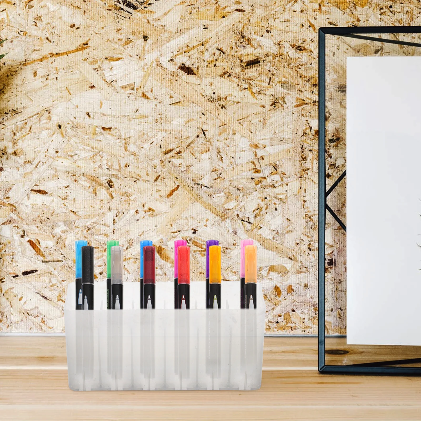 

Markers Pen Holder Storage Box Holders Office Supply Organizer Rack Plastic Organization and