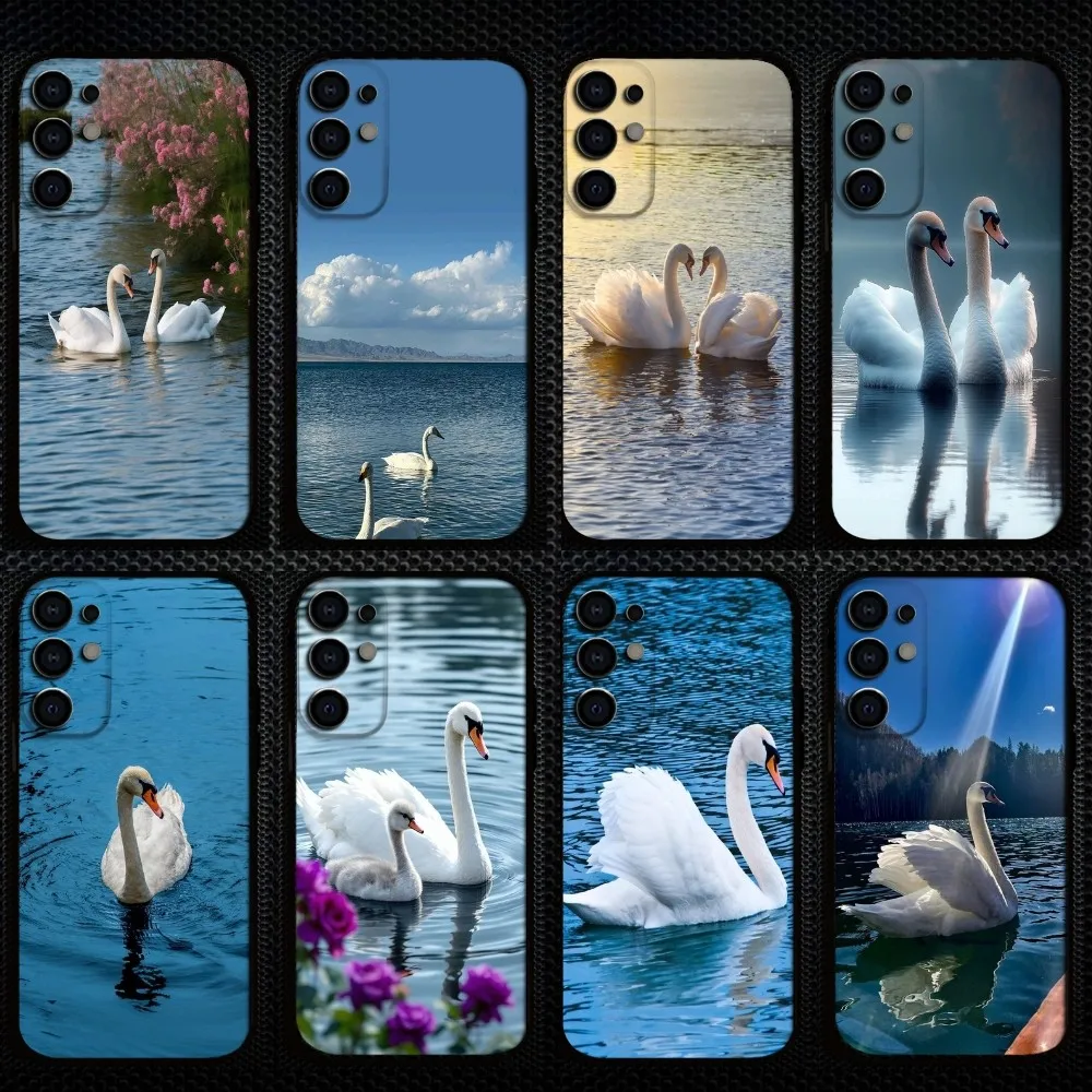 

White Swan Phone Case For Samsung S25/S24/S23/S22/S21/S20/Plus,Fe,Lite/Others Black Cover