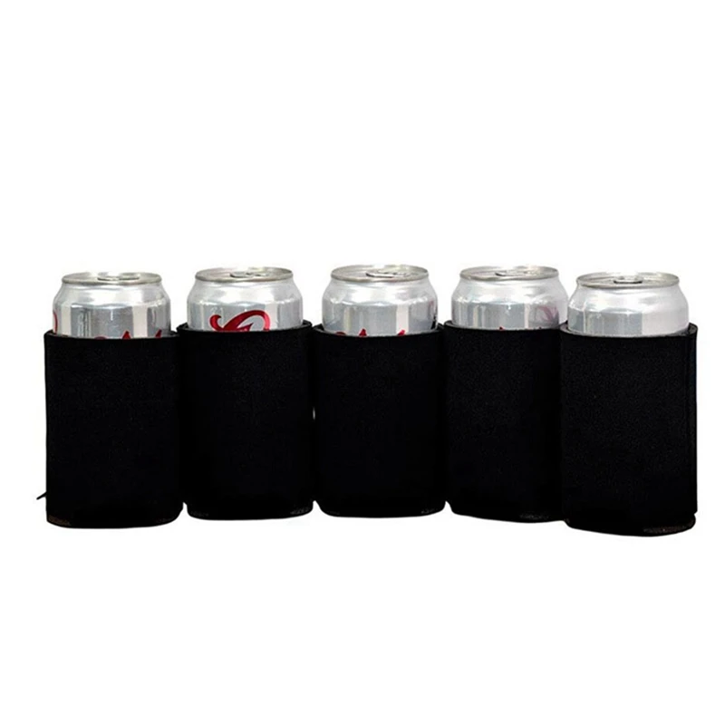 50PCS Neoprene Beer Can Cooler Drink Cup Bottle Sleeve Insulator Wrap Cover New Black