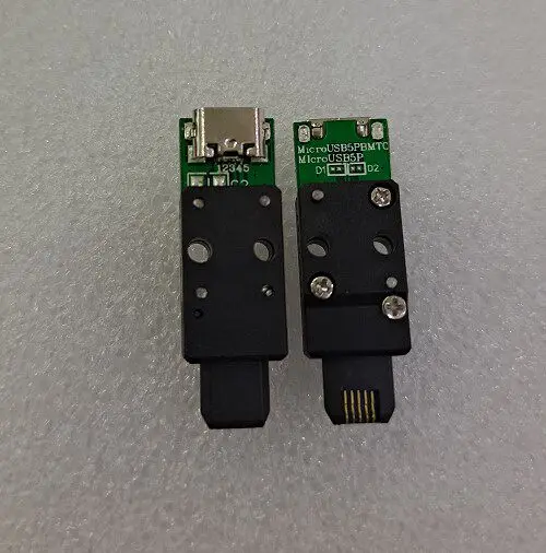 MICRO 5-pin Adapter, All-plastic Male Connector, Androidss Female to MICRO Male, Black Rubber