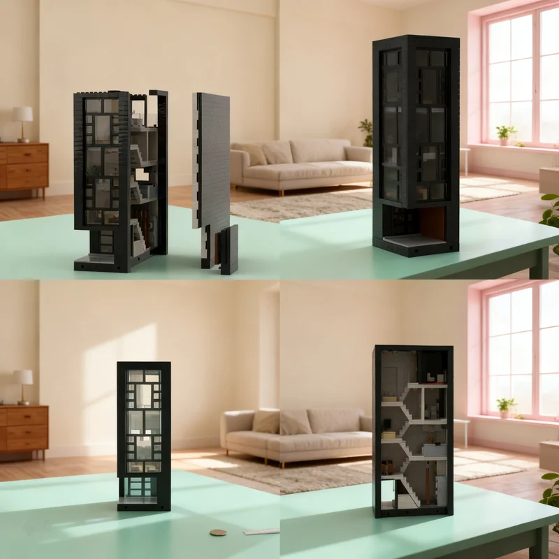 

3811 деталей MOC: Черный модульный дом-конструктор. Модель для сборки. Подарок для взрослых. Креативный коллекционный декор. Премиум-класс.