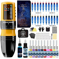 POSEIDON Tattoo Kit Yellow Tattoo Pen Kit For Permanent Makeup Tattoo Machine Kit Adjustable Tattoo Power Supply Tattoo Gun Kit