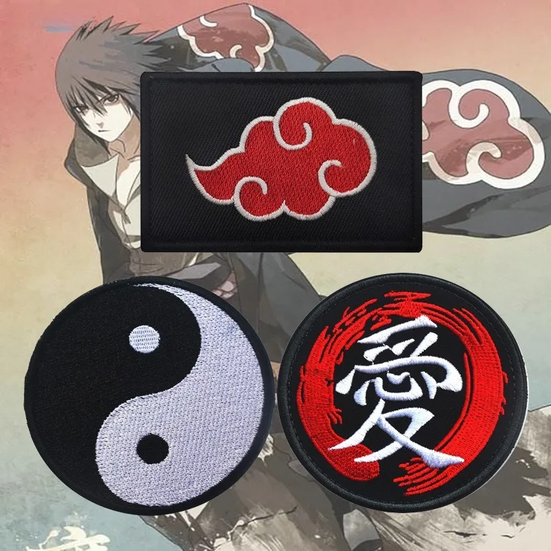 Novo Patch de Bordado em Velcro DIY do Naruto, Desenho Animado, Logotipo de Moda, Distintivo de Prêmio Infantil, Adesivo para Bolsa e Acessórios de Vestuário