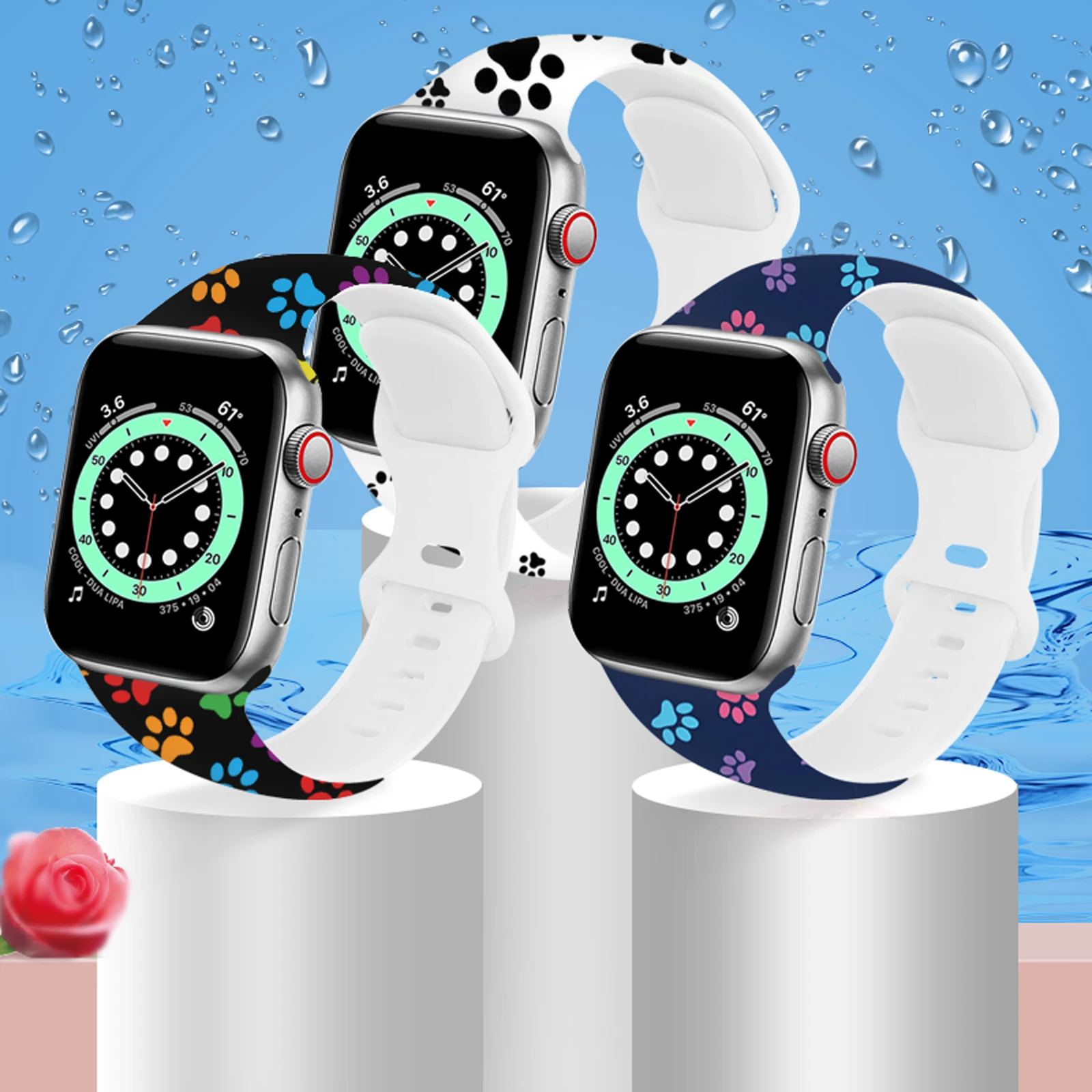 حزام مطبوع بمخلب لساعة أبل 11 10 9 8 7 سوار من السيليكون قابل للاستبدال لساعة iWatch49mm 44mm 42mm 38mm