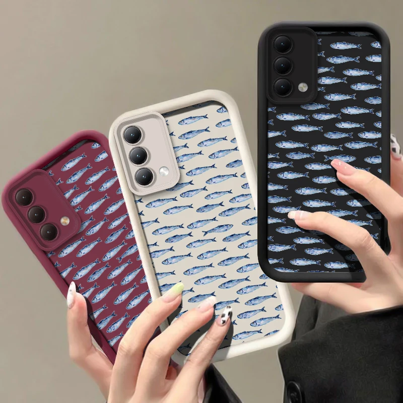 Matte Silicone Phone Case For OPPO A17 A17K A16E A16K A15 A15S A12 A12S A9 A5 2020 A5X A5S Pattern Fish Shockproof Soft Cover