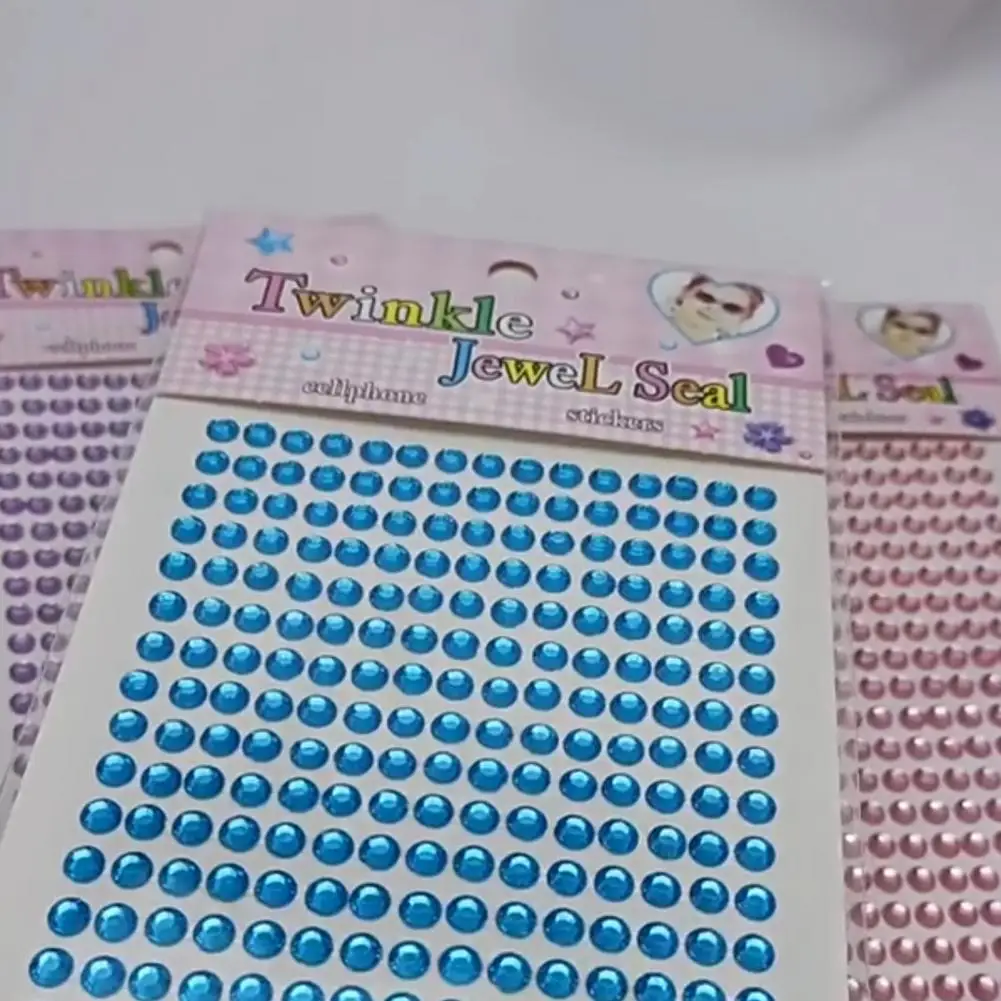 2 Set DIY Sticker Easy To Paste Twinkle Self-adhesive 5mm Flatback Rhinestone Scrapbooking Sticker Decal For Kids Pearl Bead