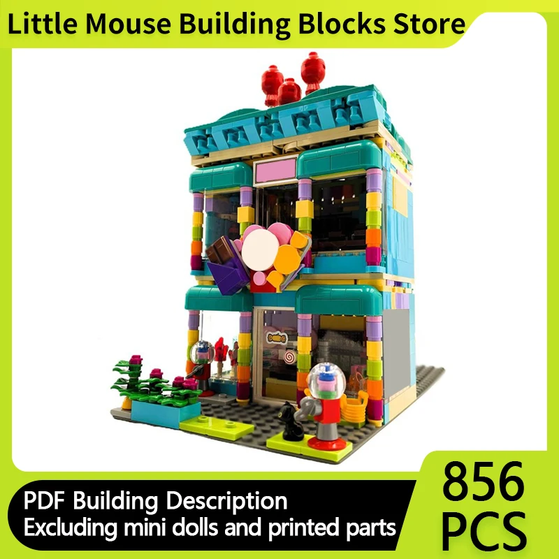 

City Street View Model MOC Building Bricks Candy And Chocolate Shop Modular Technology Gifts Holiday Assemble Children Toys Suit