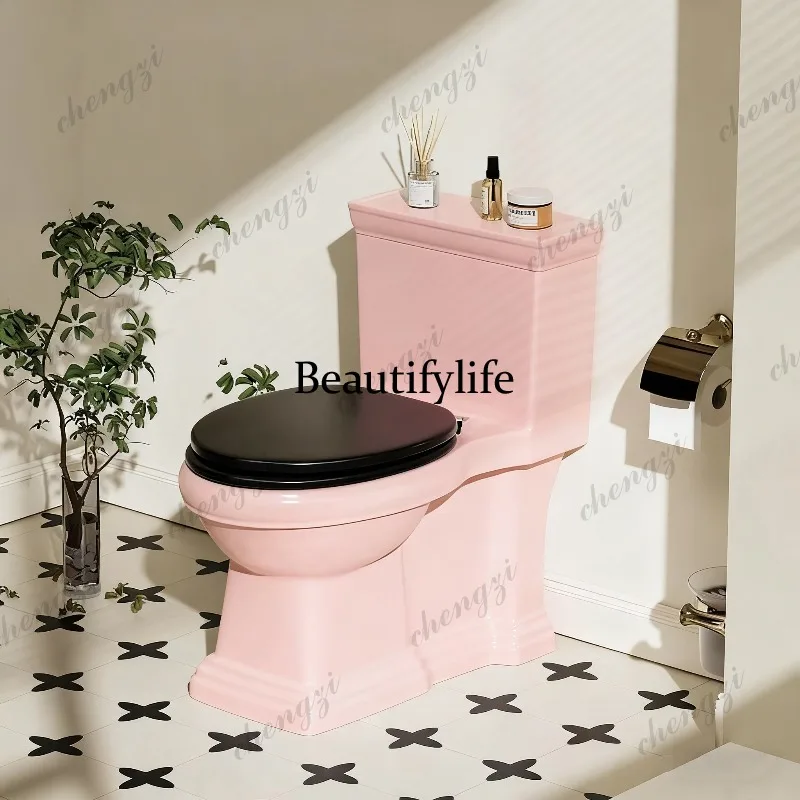 French Cream Wind Girl Pink Color Ordinary Toilet Household Creative American Toilet