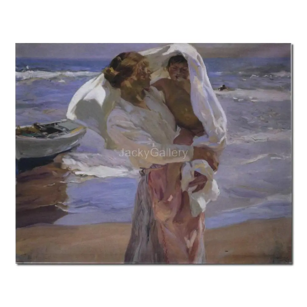 Figura pintada a mano después del baño Valencia Joaquin Sorolla Y Bastida pintura al óleo lienzo obra de arte para exhibición de pared del dormitorio