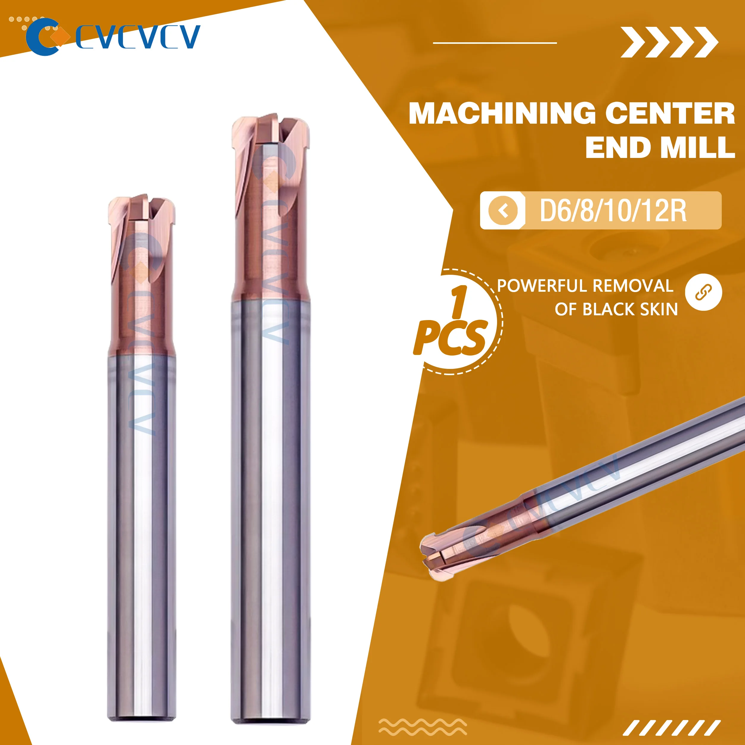 

D6/10/12R Machining Center End Mill D6R1.5H2.5-M9.5 Strong Black Skin Removal Quenching Fast Forward To Milling Cutter End Mill