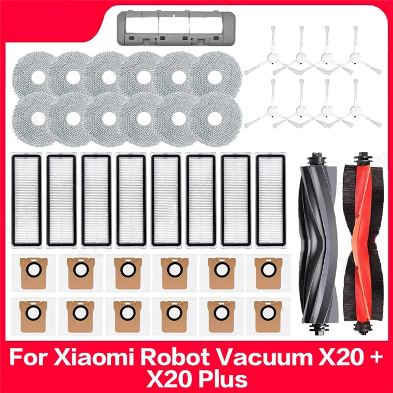 

FORC-Suitable For Xiaomi Robot Vacuum Cleaner X20+/X20 Plus Replacement Parts Main Side Brush Dust Bag Mop Hepa Filter