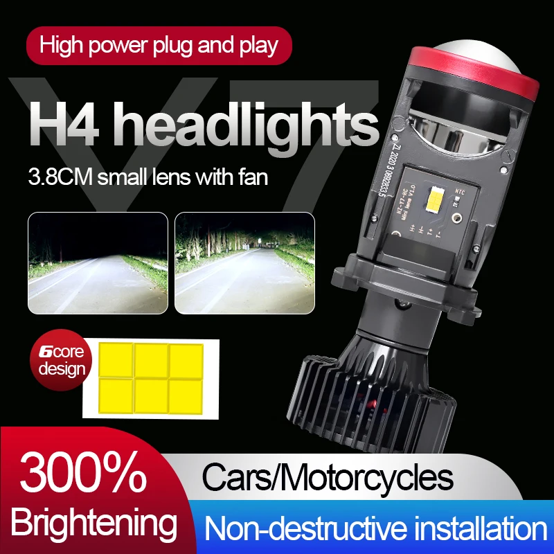 

2 PCS Car 12V 24V 90W 6000K H4 MINI Bi-LED Dual Lens Projector Headlight 10000LM High Power Headlamp Spotlight Car Accessories