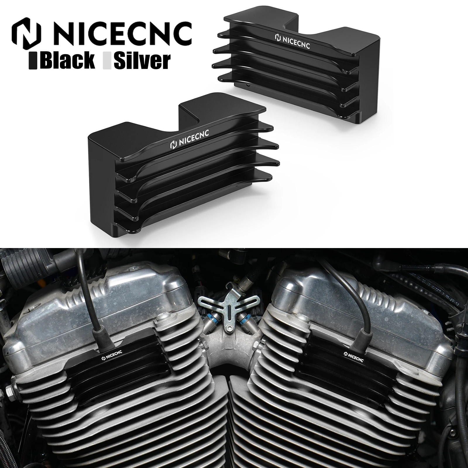 

Finned Spark Plug Head Bolt Cover For Harley Sportster XL883 1200 Iron 883 XL883N Iron 1200 XL1200NS Forty Eight Seventy Two