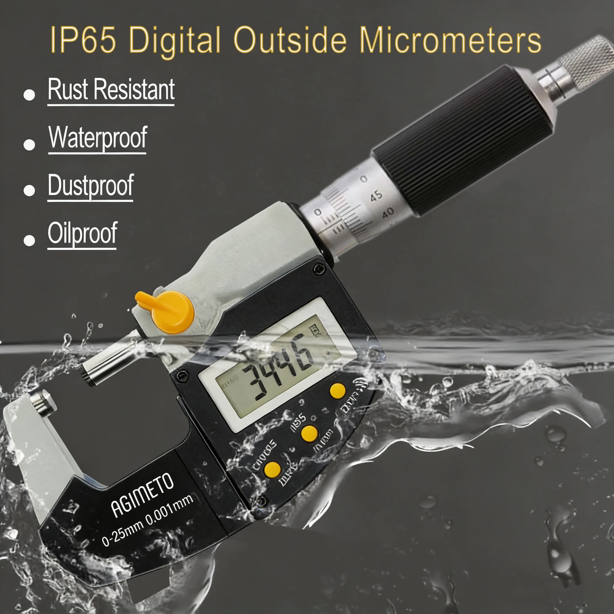 Asimeto Durable Ip65 Digital Outside Micrometer 25 to 50 Micrometer for Micrometer Measuring Instrument With Data Output