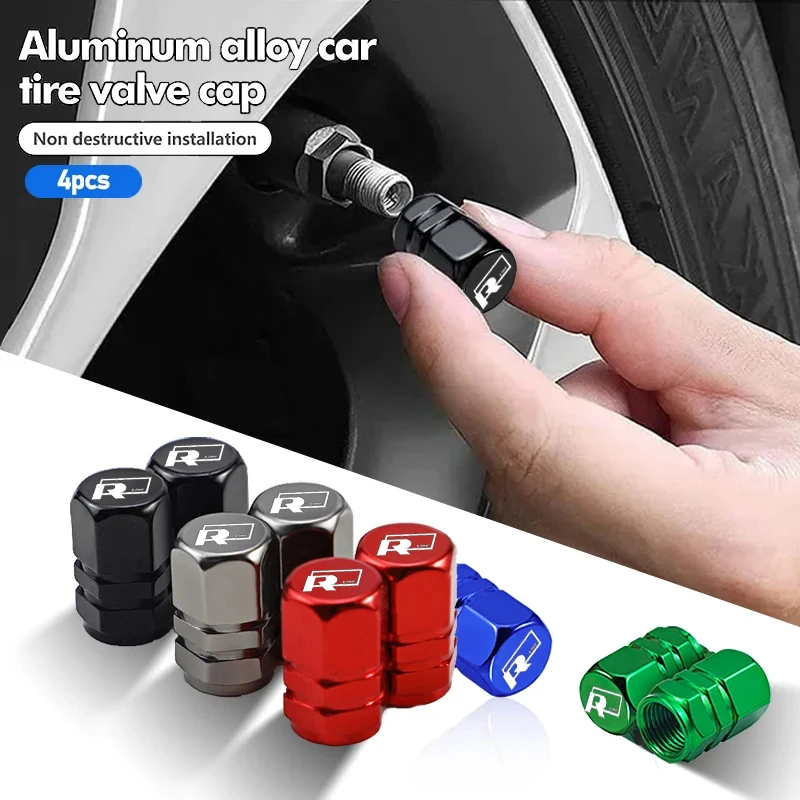 4Pcs Car Wheel Tire Valve Caps Auto Decoration For VW GTI RLine Polo Golf 7 5 Passat B6 Scirocco Tiguan Beetle Jetta Touran CC