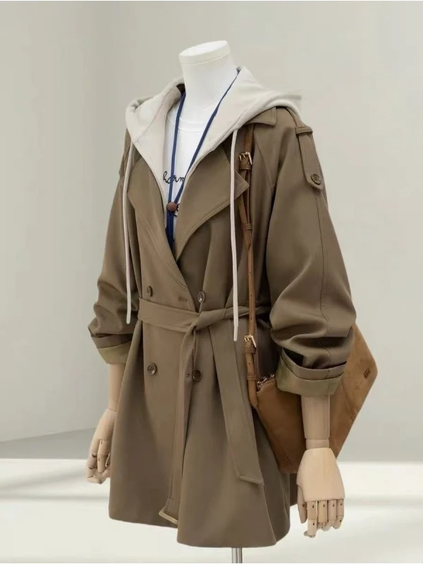 

Корейская мужская куртка с капюшоном, 300 Pou, большой размер, весна-осень, новая модель, средней длины, модная городская молодежная одежда