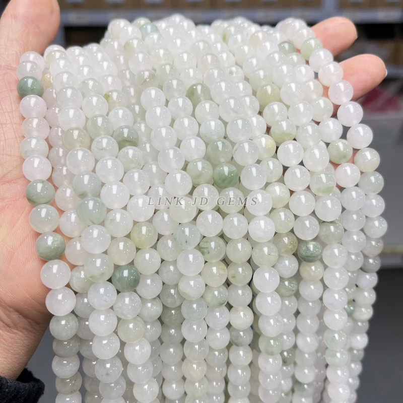الطبيعية الجليد الأخضر حبات اليشم الأحجار الكريمة المستديرة فضفاض حبة لصنع المجوهرات قلادة سوار ذاتي الصنع المواد اليدوية 4/6/8/10/12 مللي متر #5