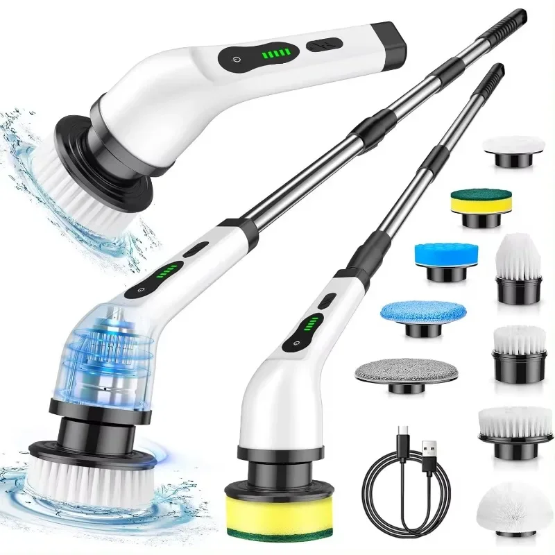 

Electric Rotary Scrubber Turbo Scrubber Cleaning Brush Rechargeable Cordless Power Scrubber with Extended Handle Adaptive