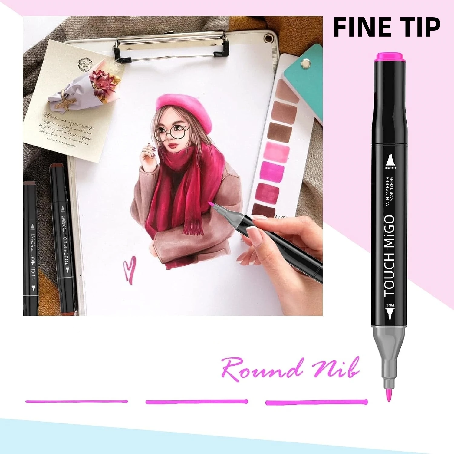 Alcohol Markers Set, 24/36/48/60/80 Color, Dual Tip Chisel & Fine, Alcohol-Based Art Markers for Students, Ideal for Coloring