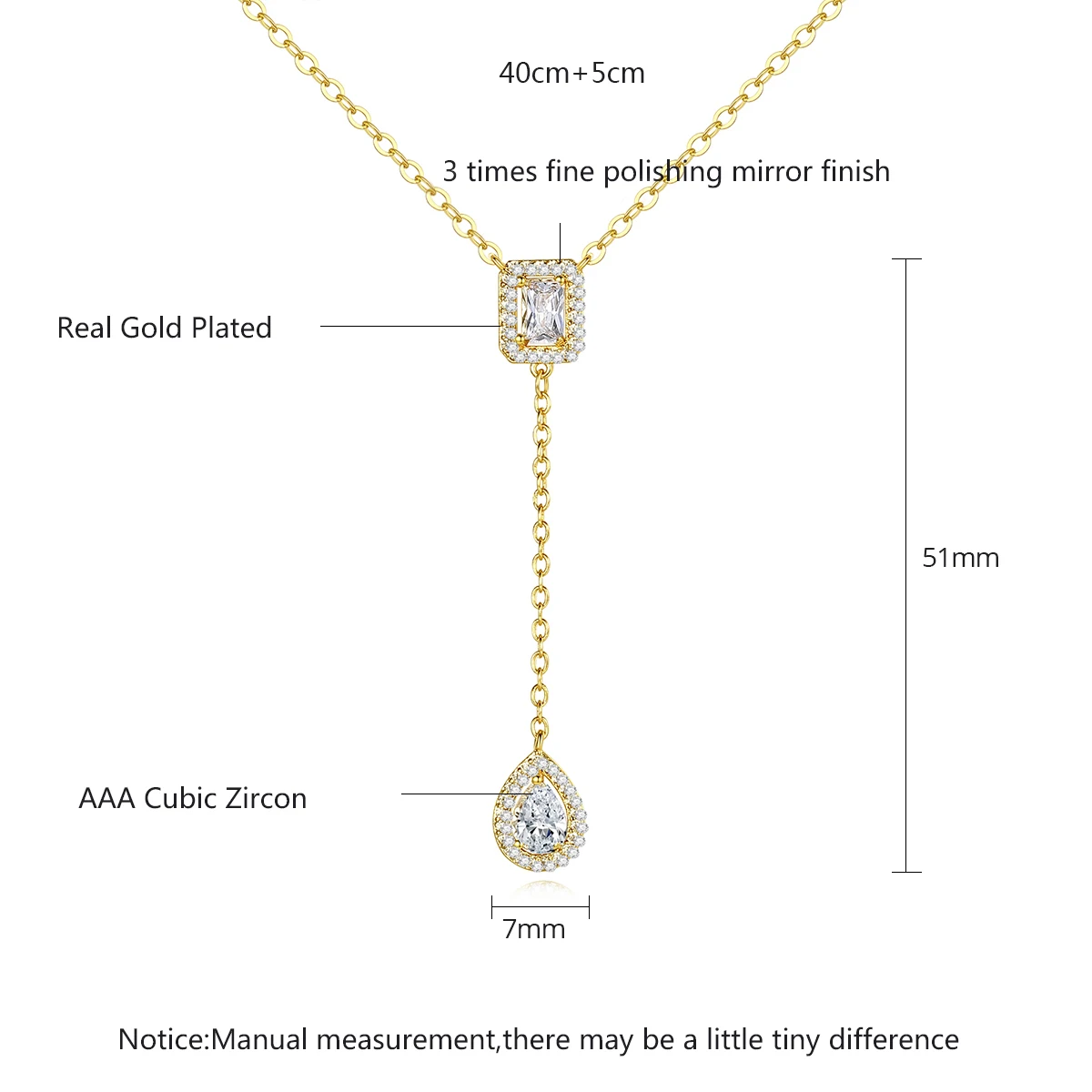 LUOTEEMI Trendy CZ Chain Necklace Gold Color Plated Fashion Jewelry Pendant Necklaces For Women Cubic Zirconia Girl Accessories