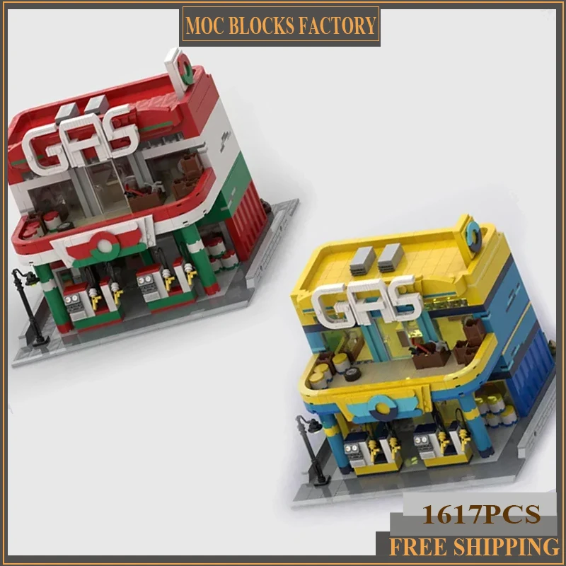 

Moc Building Bricks City Street View Model Gas Station Technology Modular Blocks Gifts Toys For Children DIY Sets Assembly