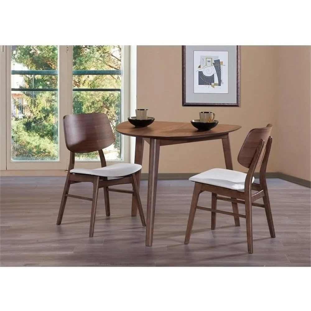 Dining Table Set, New Classic Furniture Mid-Century Modern Oscar Corner Table 3-Piece Dining Set, Walnut, Dining Table Set