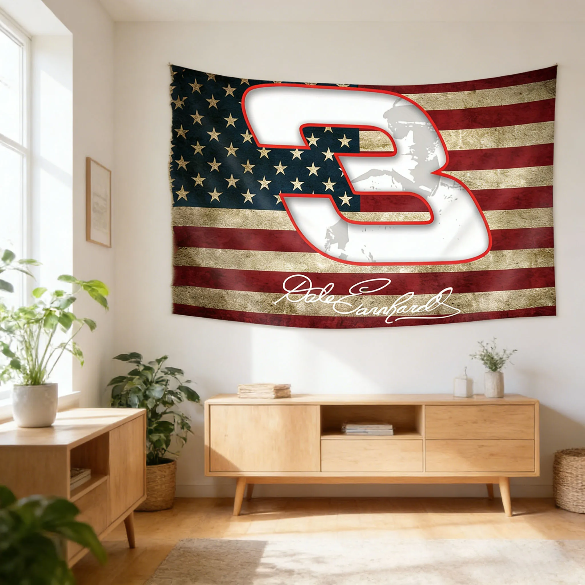 Dale Earnhardt Sr #3 Flag Banner, Available in 2×3ft & 3×5ft, Single-Sided Print, Indoor Outdoor Home Wall Decor for Fans