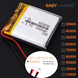 JST1.25 2Pin 503030 3.7V 500mAh 303030 403030 603030 703030 803030 903030 103030 Lithium Li-ion Polymer Battery Lipo Batteries