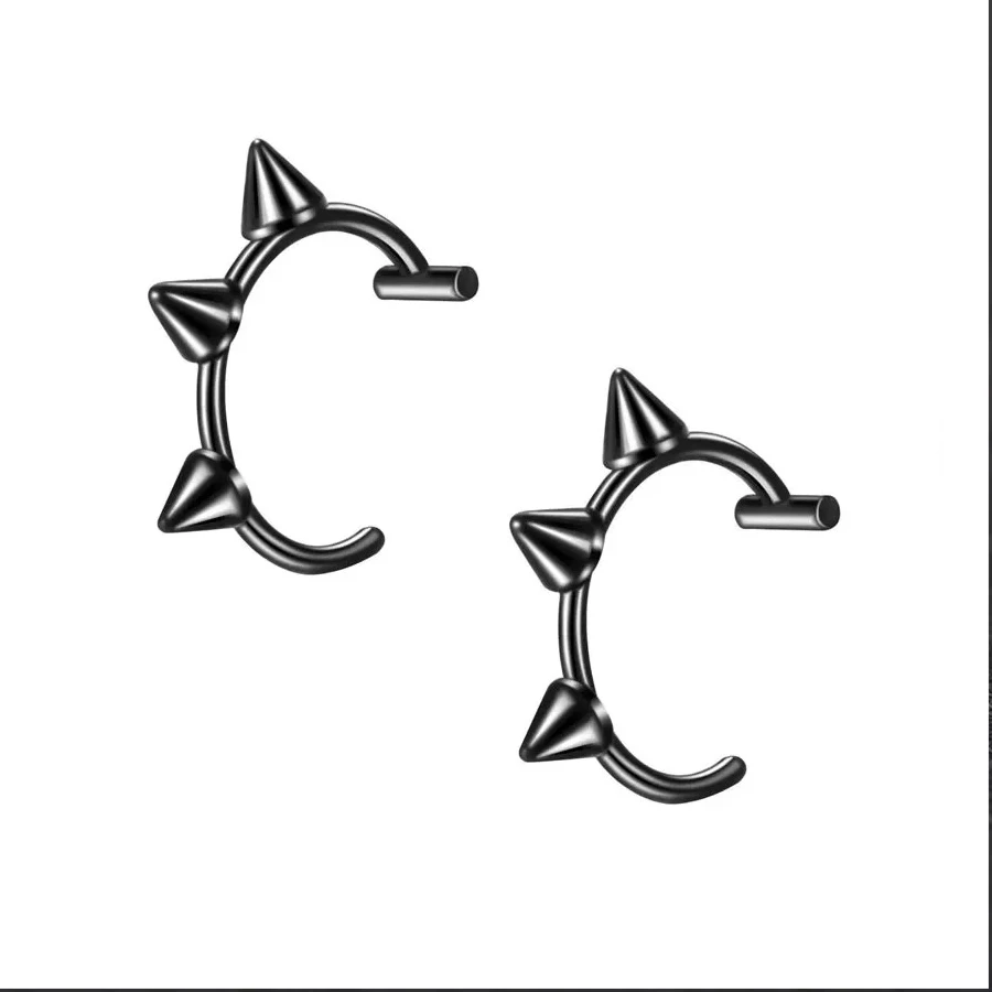 2PCS Trendy 10mm Edelstahl Punk Clip auf Gefälschte Piercing Nase Wrap Lippen Ringe Unisex Nase Ring Frauen männer Tusk Körper Schmuck