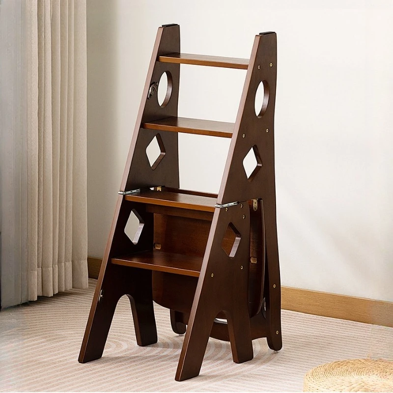 كراسي سلم من الخشب الصلب مزدوجة الأغراض للتسلق الداخلي متعددة الوظائف سلم منزلي تلسكوبي Escada مقاعد متدرجة retrátil #3