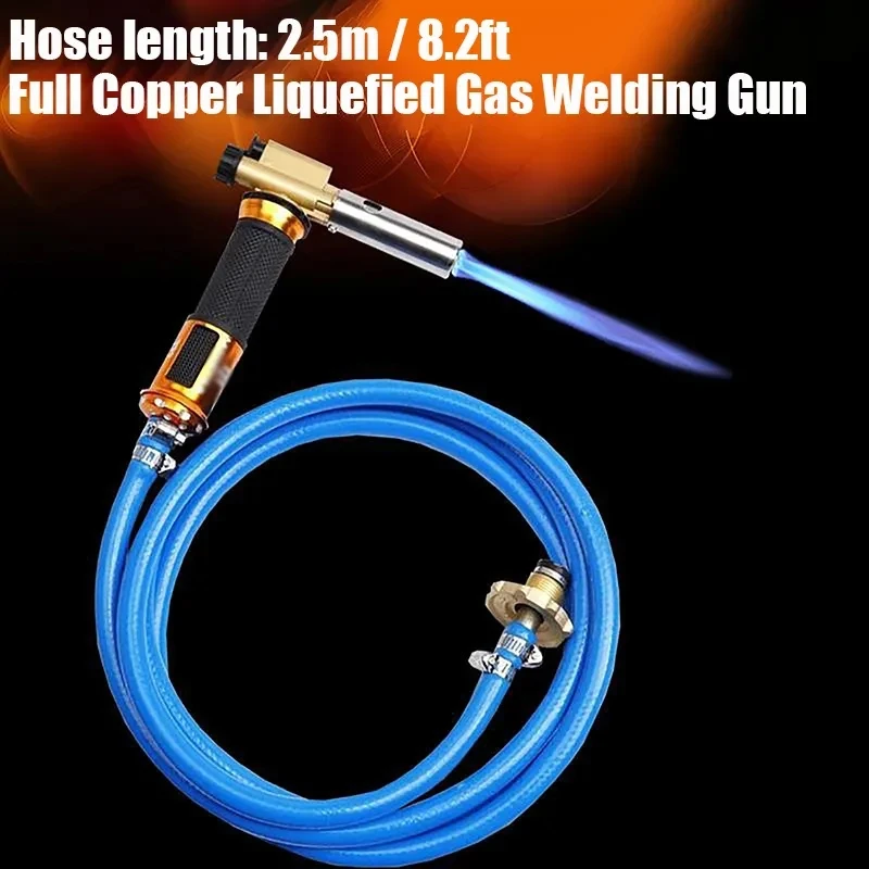 

Welding Torch With 2.5m/8.2ft Hose Three-Layer Explosion-Proof Tube Full Copper Gas Welding Tools Torch Applicable Liquefied Gas