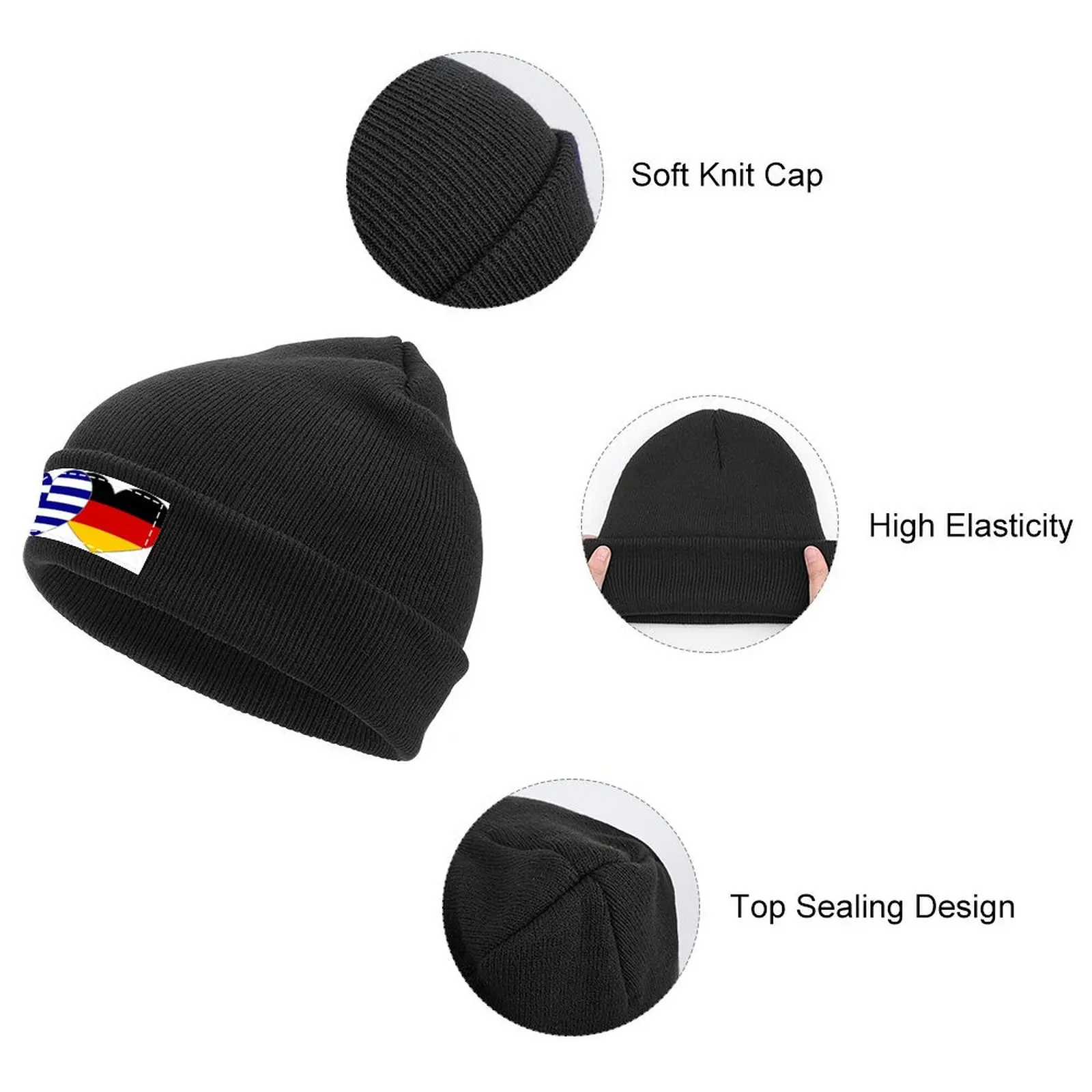 Greece Germany flag heart Knitted Cap Beach Outing Vintage Rave Women's Beach Outlet 2025 Men's