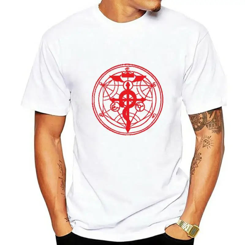 Anime cross and transmutation circle mens T-shirt men t shirt