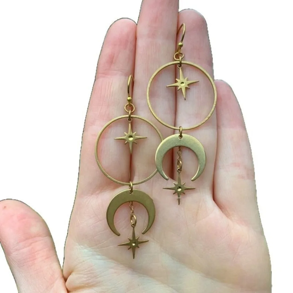 بوهيميا موضة الذهب اللون الهلال القمر ستار الشرابة السماوية الجسم استرخى أقراط للنساء شخصية مجوهرات Accessoy هدية