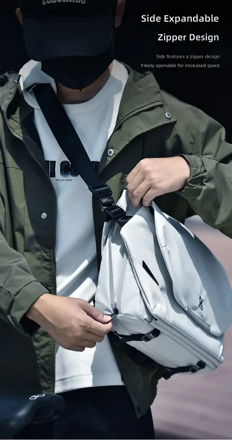 Große Umhängetasche mit viel Stauraum, wasserdichte Messenger-Tasche, mit Magnetverschluss, Handtasche für Laptops, ideal für Studenten und Männer. – Detail 3