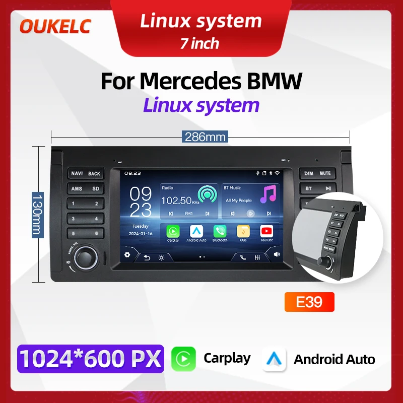 Voor BMW 3 Serie E39 E38 X5 E53 M5 1995-2003 Draadloze Carplay Navigatie Speler Android Auto Radio multimedia BT Auto Linux Systeem