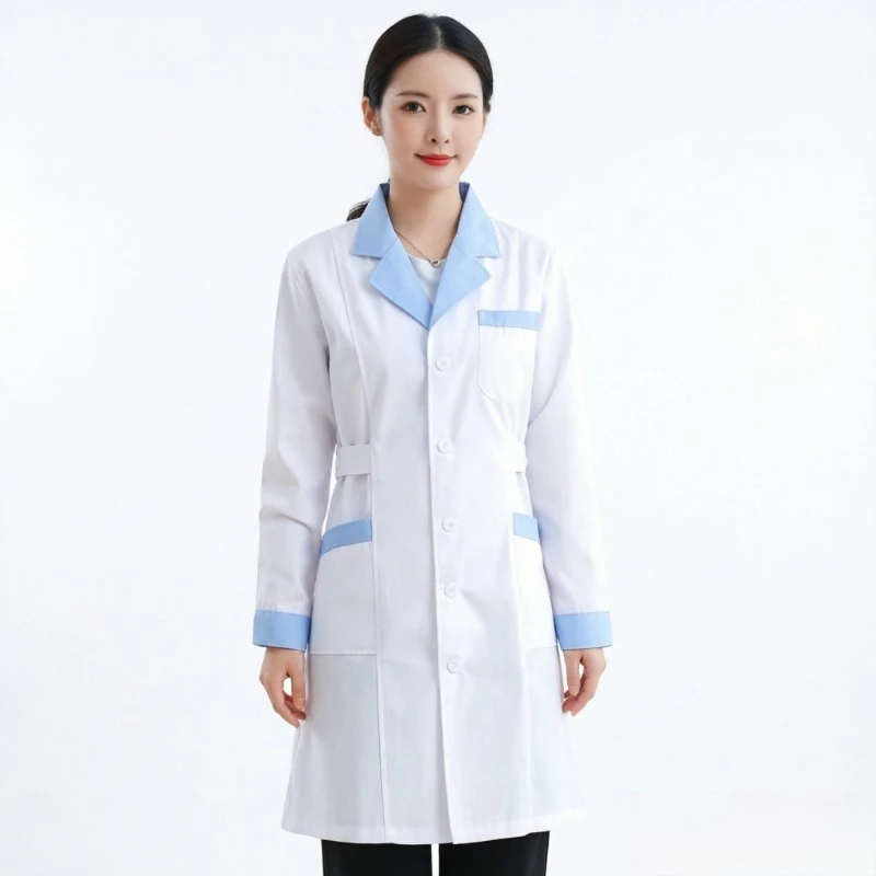 女性用白衣長袖薬局作業服、医師、看護師、美容師、歯科医院、外来整形外科作業服