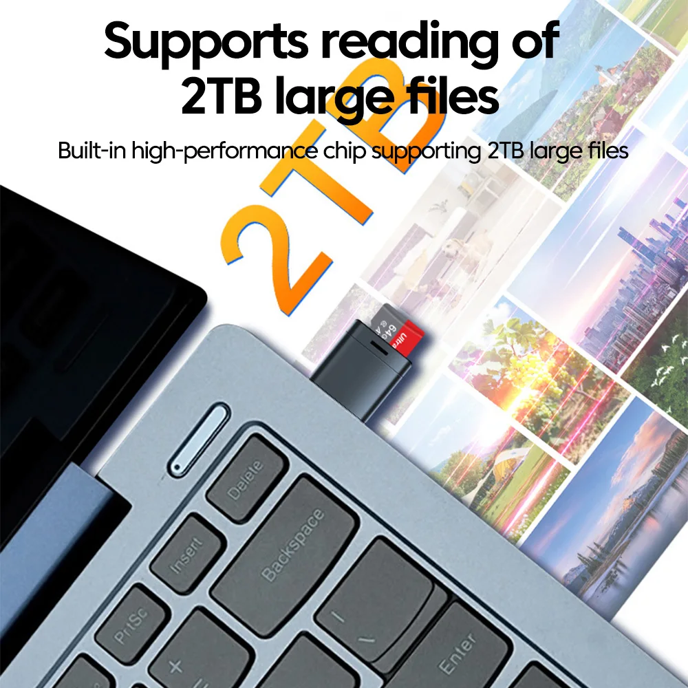 USB2.0 Mini Micro SD Card High Speed Memory Card Reader With TF Card Slot Max Compatible 2TB Portable Memory Card Reader Adapter