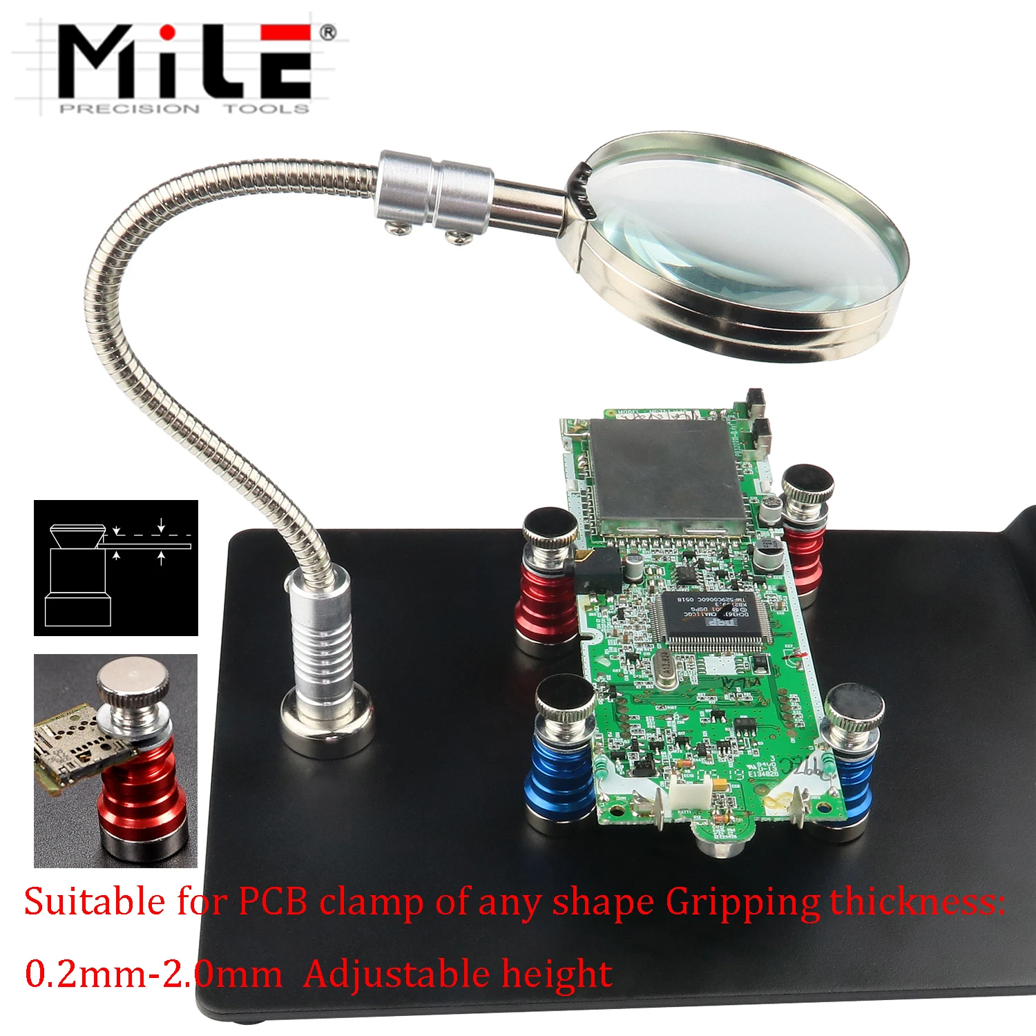 المغناطيسي العالمي الهاتف PCB IC رقاقة اللوحة الأم تهزهز مجلس تركيبات 3X المكبر أداة إصلاح حامل إلكتروني