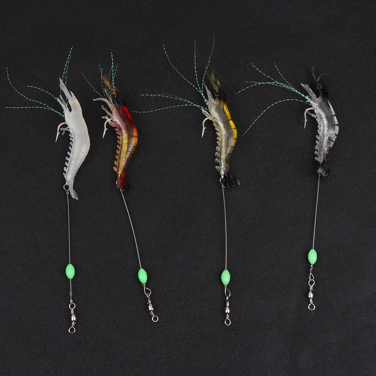 

4 pcs Noctilucence Fishing Lures Silicone Bionic Shrimp Baits Bright Color Lifelike Design Strong Light Effect Excellent Hooking