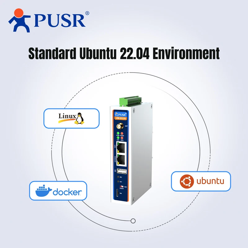 PUSR Fanless ARM Mini PC Linux Server RK3506J Ubuntu 22.04 DDR3 512MB 2RS485/CANFD Edge Computing Industrial Computer USR-EG228
