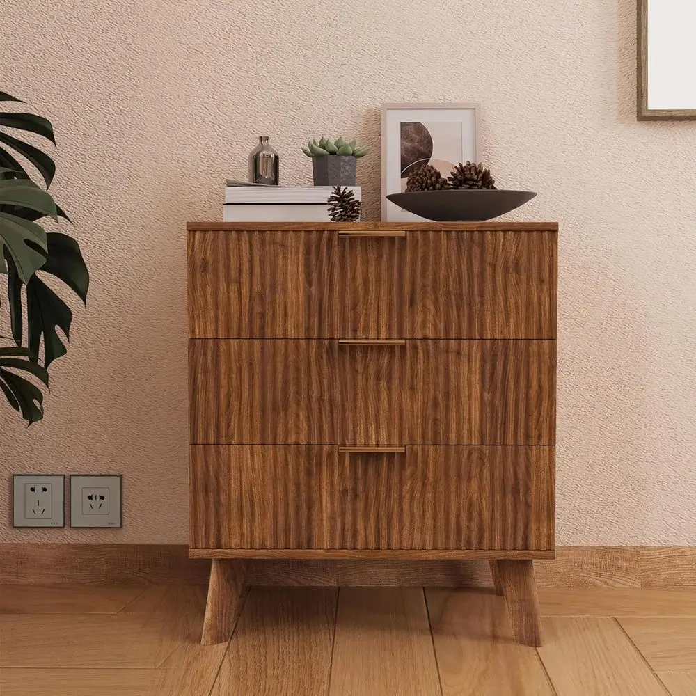 

Walnut Wood Storage Drawer Chest Organizer for Bedroom, Living Room, and Hallway Closet