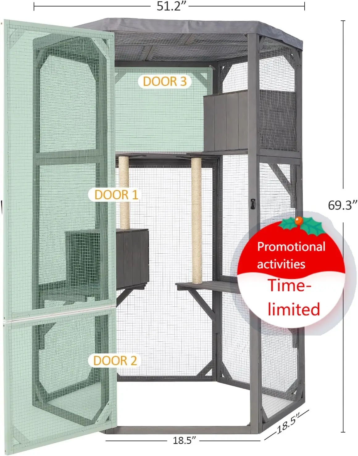 

Уличные вольеры для кошек Catio, большой деревянный домик для кошек, вольер для кошек с возможностью подключения к окну, 2 лежанки, 2 платформы, 2