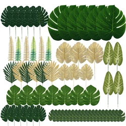 60Pcs Artificial Tropical Palm Leaves Hawaiian Luau Party Summer Jungle Theme Party Decoration Wedding Birthday Home Table Decor