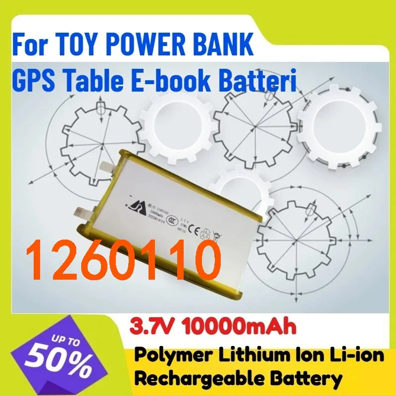 3.7V 10000mAh 1160100 1260110 Polymer Lithium Ion Li-ion Rechargeable Battery For TOY POWER BANK GPS Table E-book Batteri